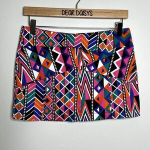Morina Geometric Patterned Multicolor Mini Skirt